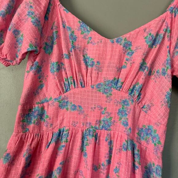 LOVESHACKFANCY CottageCore Angie Maxi Dress Puff Sleeve in Hot Pink Floral 4 S - Picture 7 of 14